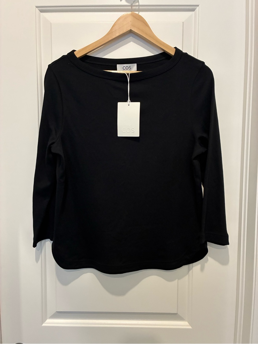 COS Black Long-Sleeve Crew Top with Tag